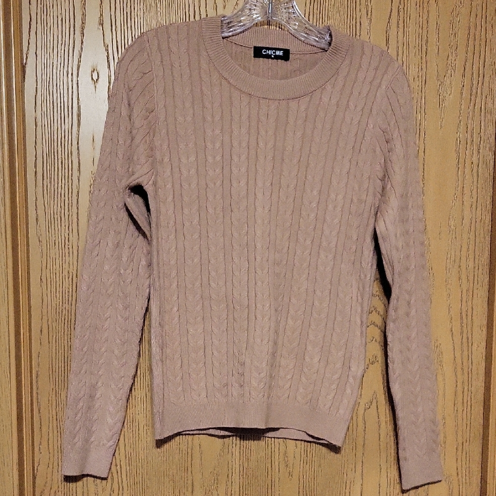 Chicme Tan Cable Knit Sweater